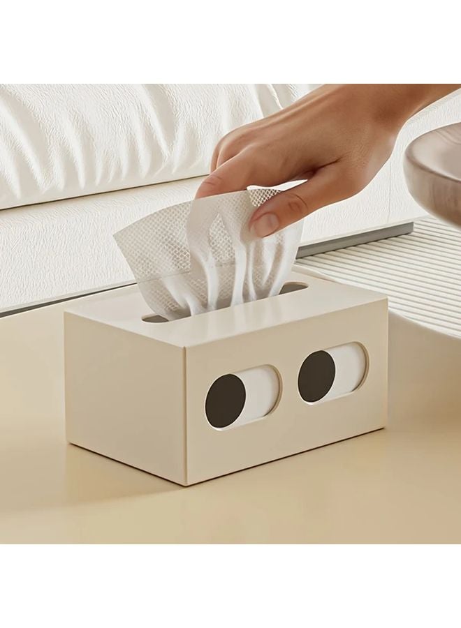 حامل علبة المناديل البلاستيكية ذات الوجه الكرتوني الأبيض - منظف زخرفي متين يوفر المساحة للمنزل والسيارة - Image 2